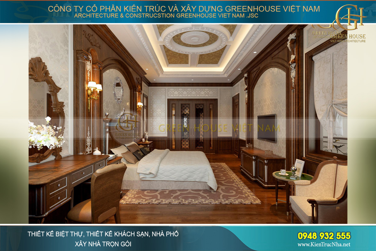 thiết kế nội thất biệt thự tân cổ điển 4 tầng bắc giang