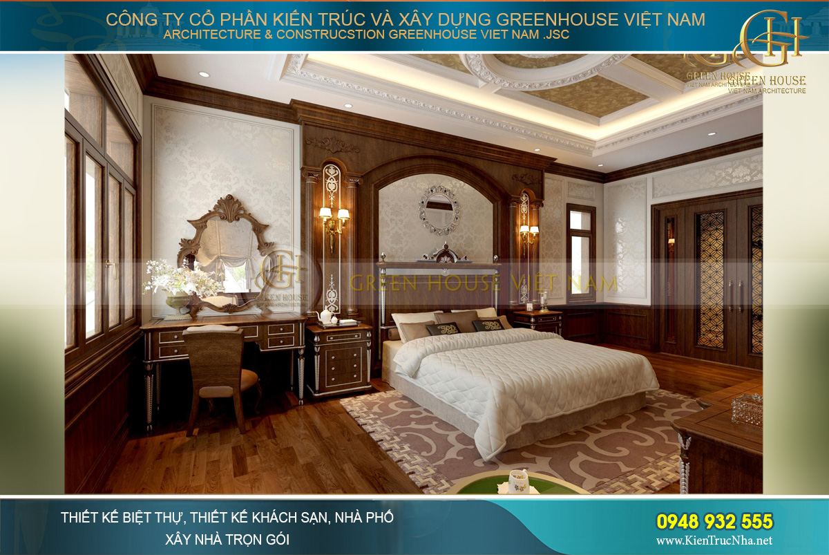 thiết kế nội thất biệt thự tân cổ điển 4 tầng bắc giang