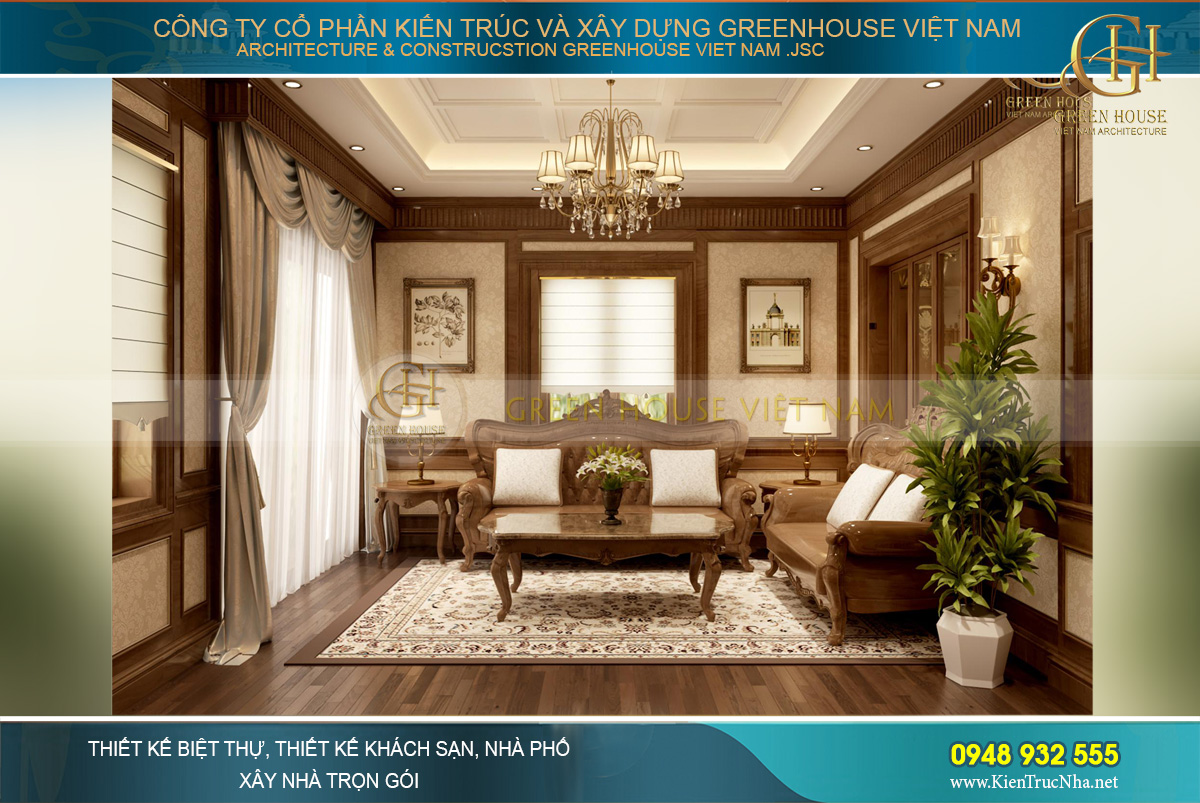 thiết kế nội thất biệt thự tân cổ điển 4 tầng bắc giang