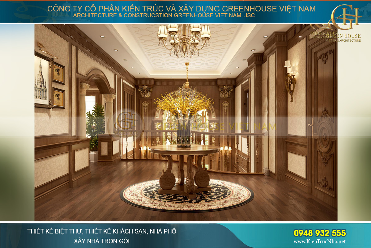 thiết kế nội thất biệt thự tân cổ điển 4 tầng bắc giang