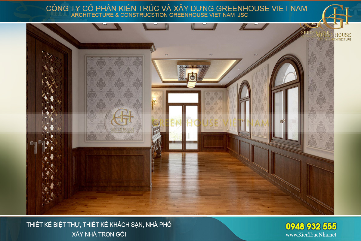 thiết kế nội thất biệt thự tân cổ điển 4 tầng bắc giang