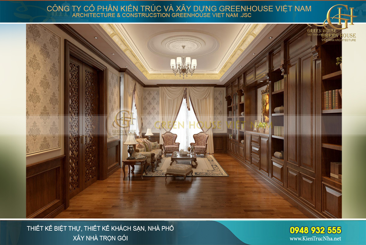 thiết kế nội thất biệt thự tân cổ điển 4 tầng bắc giang