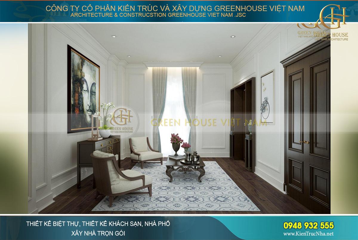 thiết kế nội thất biệt thự tân cổ điển 3 tầng tại Quảng Ninh