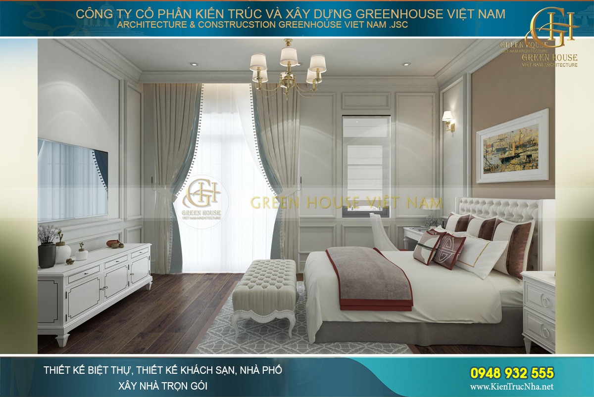 thiết kế nội thất biệt thự tân cổ điển 3 tầng tại Quảng Ninh