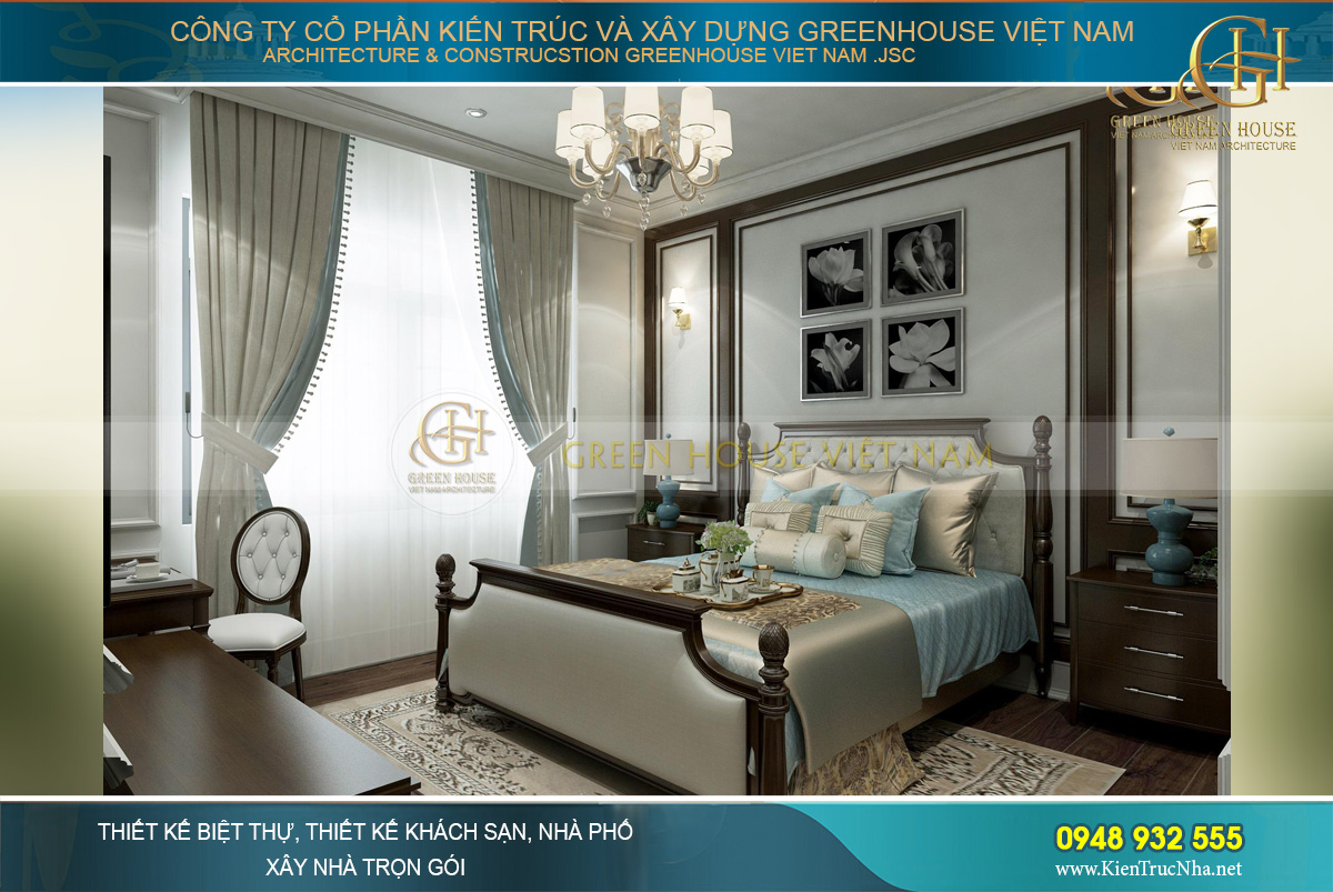 thiết kế nội thất biệt thự tân cổ điển 3 tầng tại Quảng Ninh