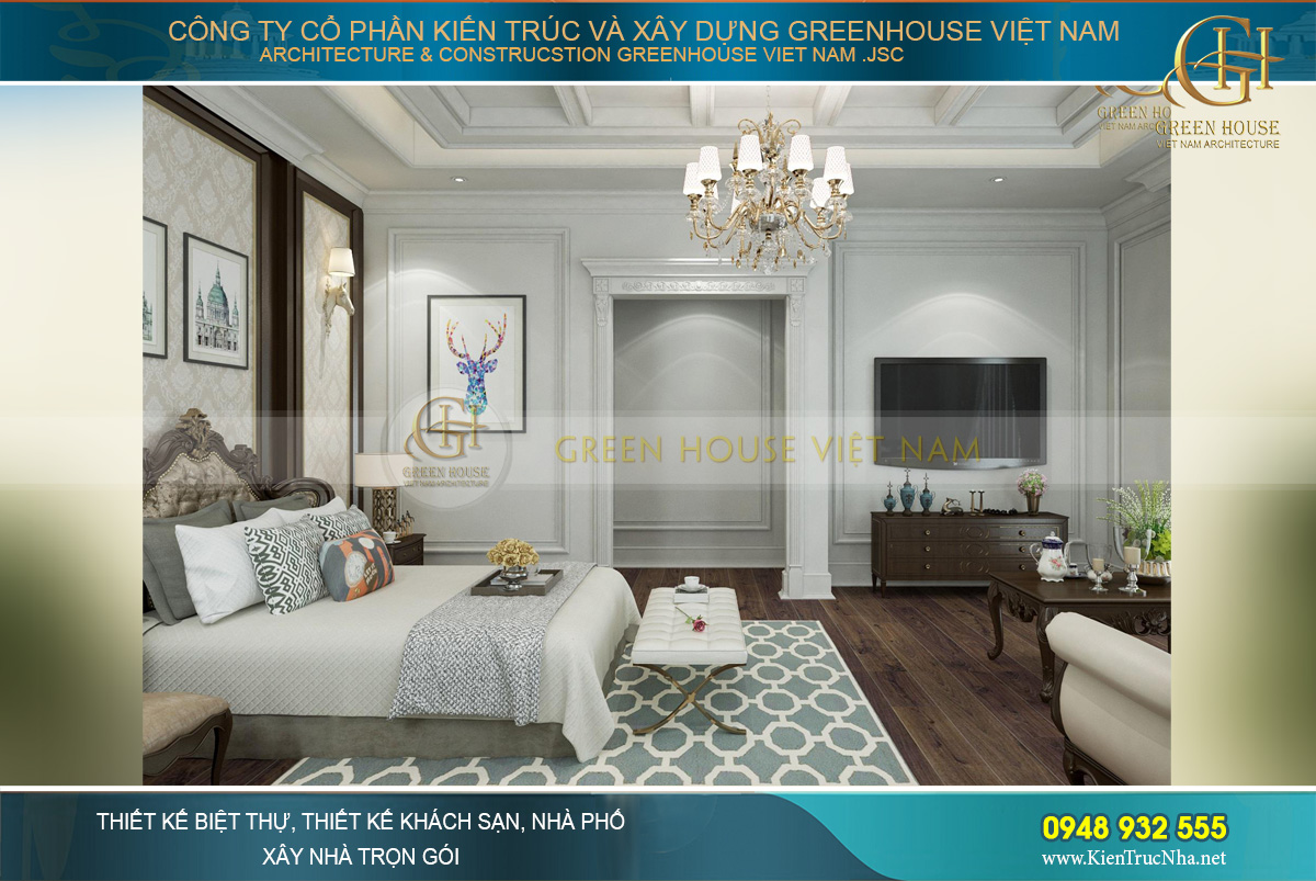 thiết kế nội thất biệt thự tân cổ điển 3 tầng tại Quảng Ninh