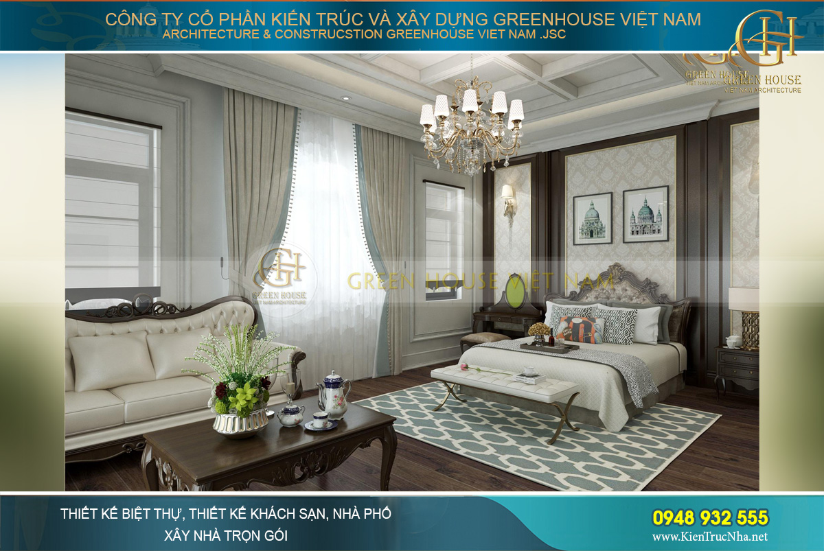 thiết kế nội thất biệt thự tân cổ điển 3 tầng tại Quảng Ninh