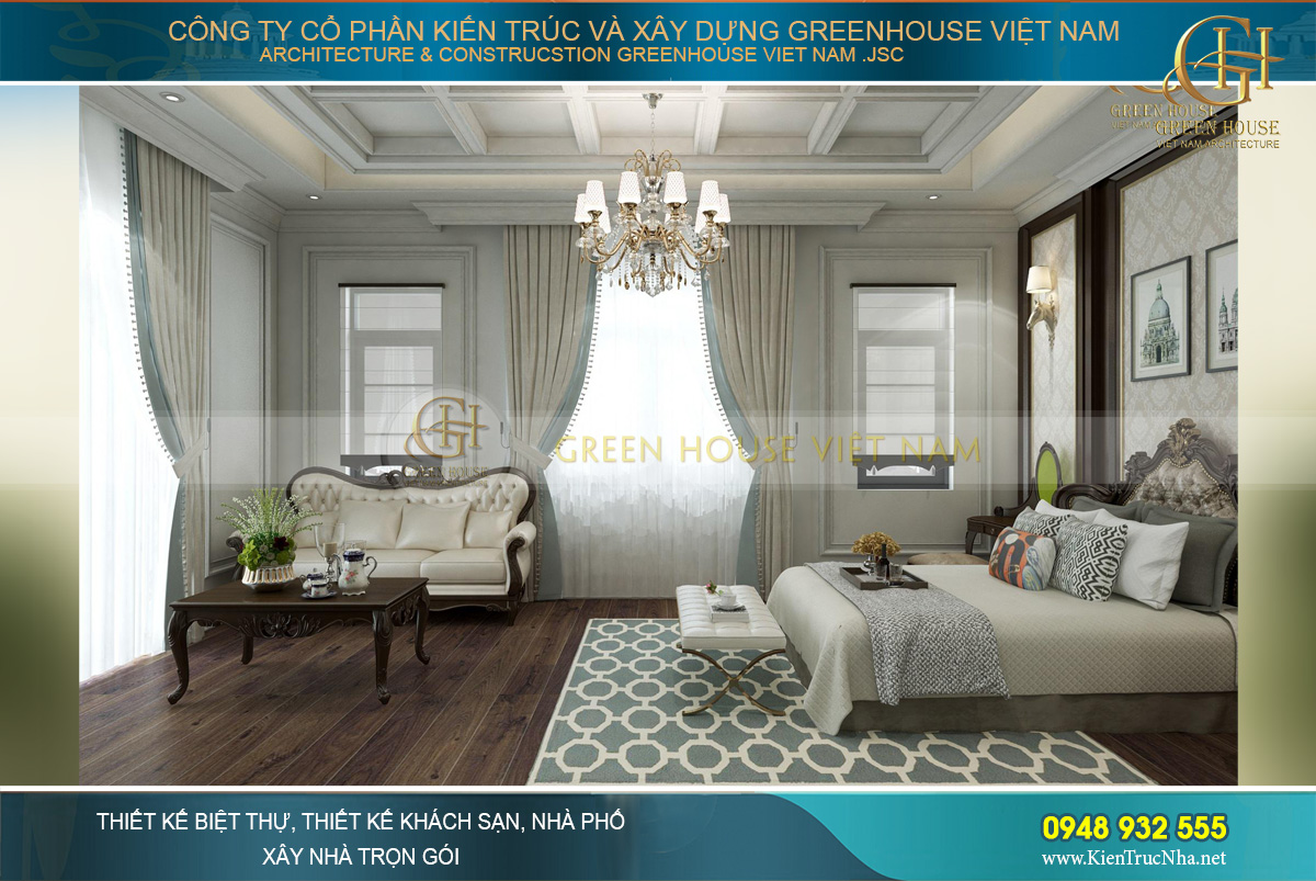 thiết kế nội thất biệt thự tân cổ điển 3 tầng tại Quảng Ninh