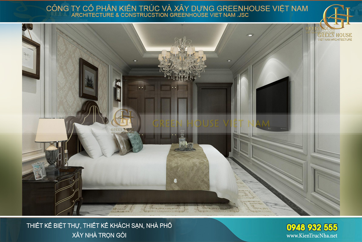 thiết kế nội thất biệt thự tân cổ điển 3 tầng tại Quảng Ninh