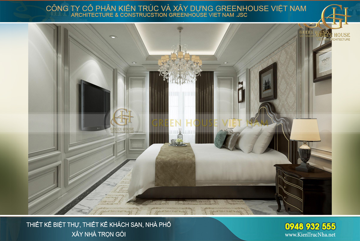 thiết kế nội thất biệt thự tân cổ điển 3 tầng tại Quảng Ninh