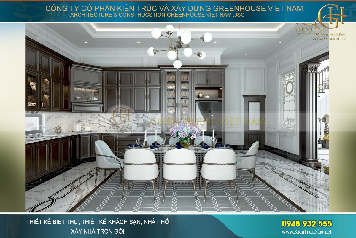 thiết kế nội thất biệt thự tân cổ điển 3 tầng tại Quảng Ninh