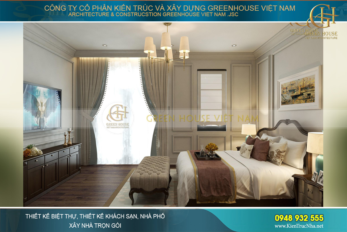 thiết kế nội thất biệt thự tân cổ điển 3 tầng tại Quảng Ninh