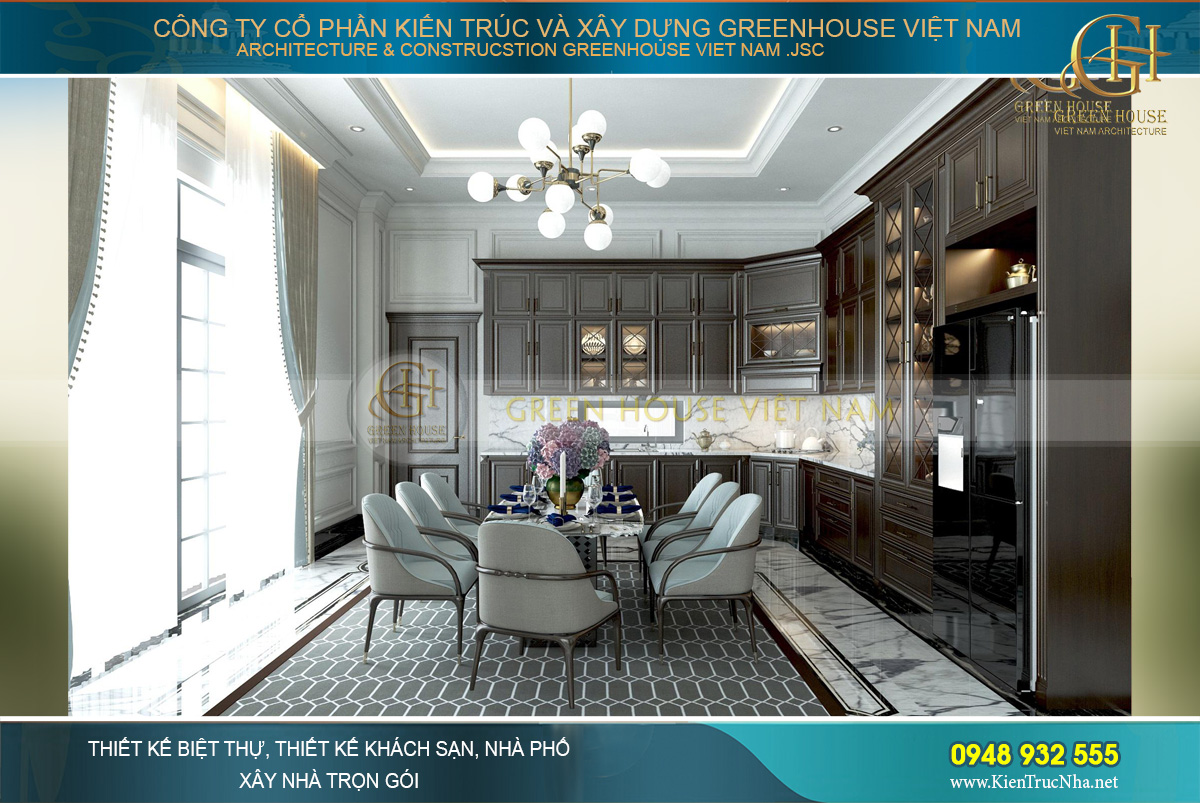 thiết kế nội thất biệt thự tân cổ điển 3 tầng tại Quảng Ninh