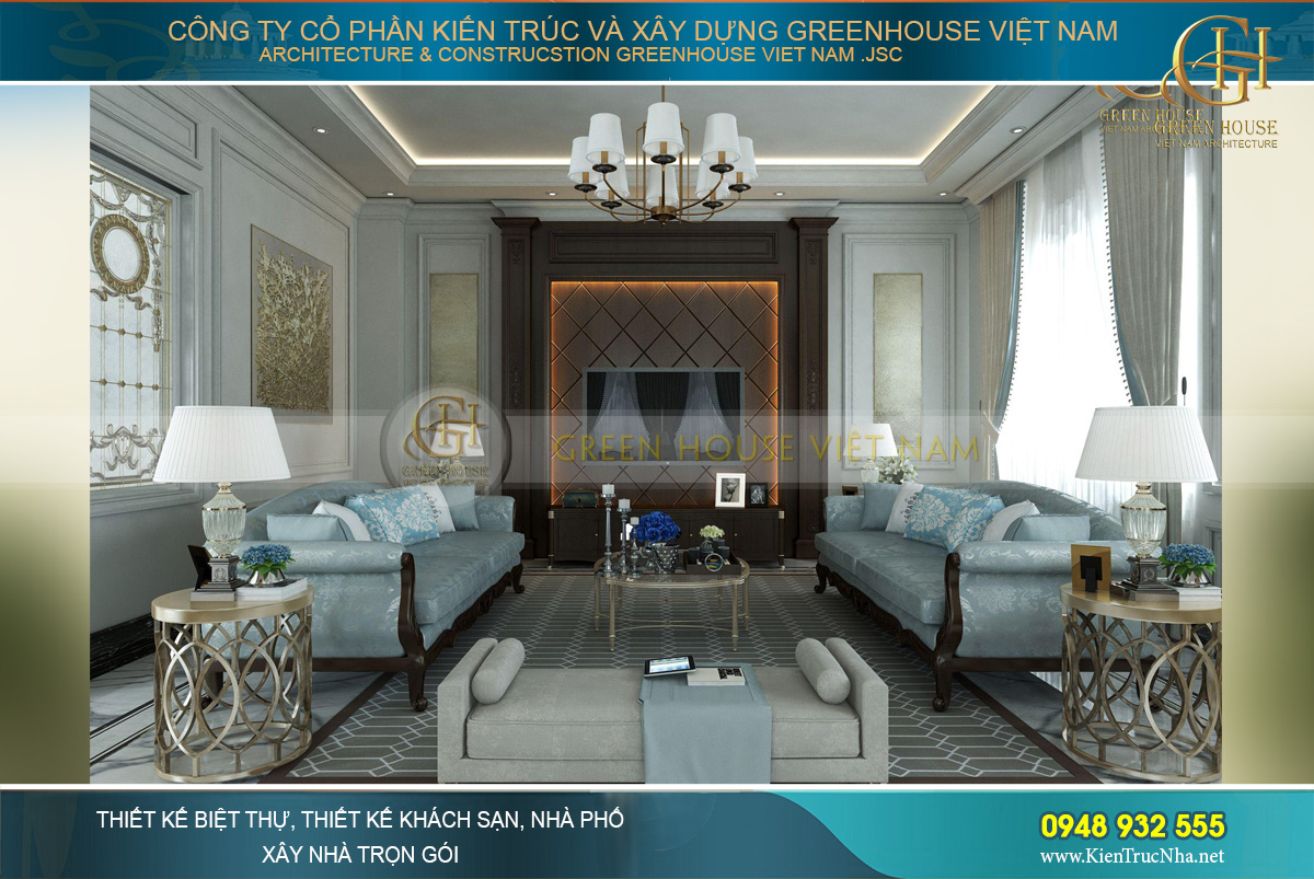 thiết kế nội thất biệt thự tân cổ điển 3 tầng tại Quảng Ninh