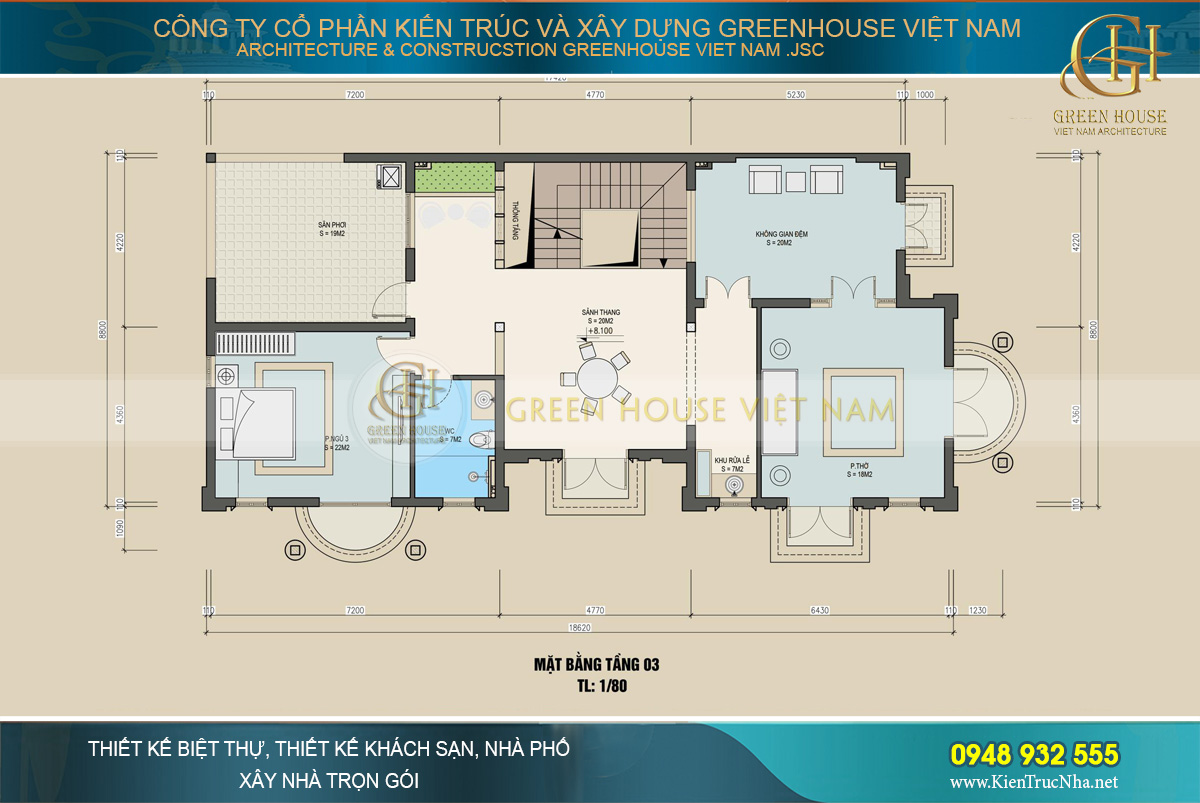 thiết kế nội thất biệt thự tân cổ điển 3 tầng tại Quảng Ninh