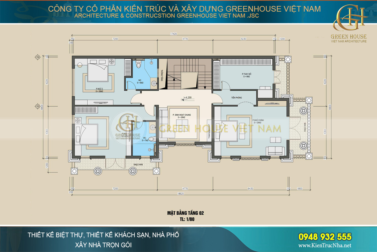 thiết kế nội thất biệt thự tân cổ điển 3 tầng tại Quảng Ninh