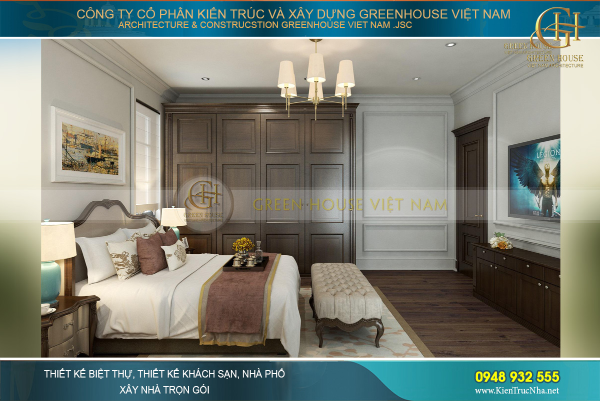 thiết kế nội thất biệt thự tân cổ điển 3 tầng tại Quảng Ninh