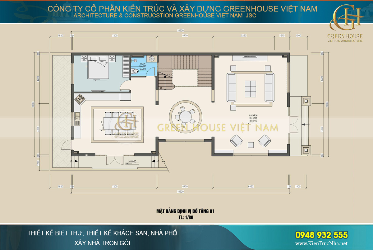 thiết kế nội thất biệt thự tân cổ điển 3 tầng tại Quảng Ninh