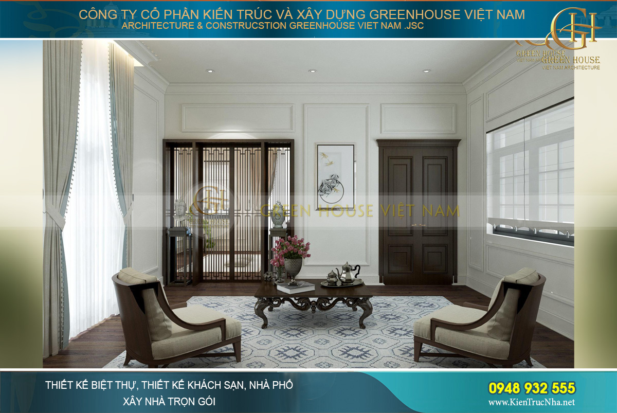 thiết kế nội thất biệt thự tân cổ điển 3 tầng tại Quảng Ninh