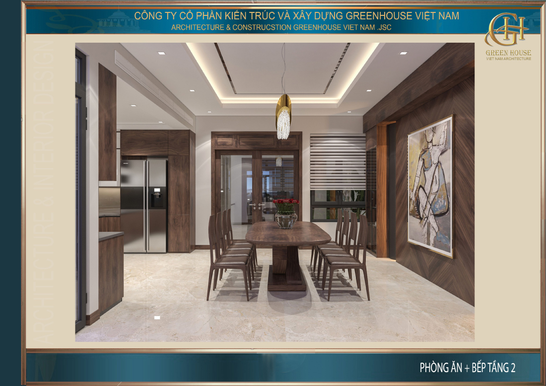 Sảnh thang ngăn cách giữa phòng khách và phòng bếp