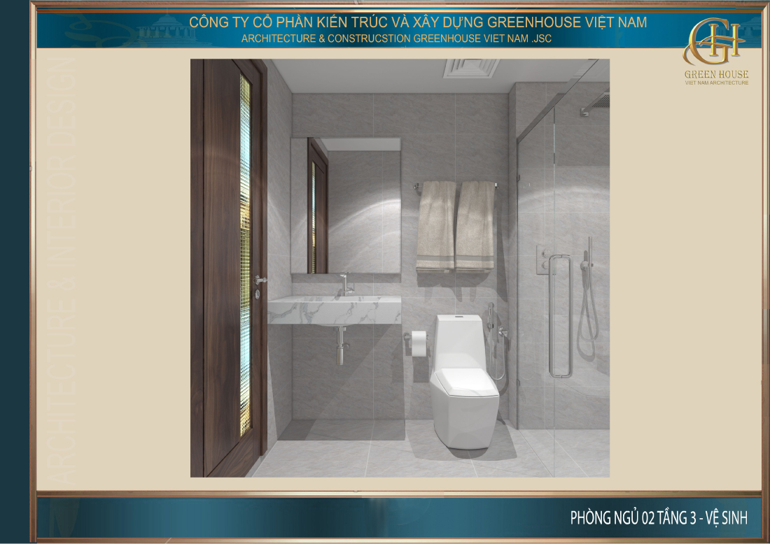 Không gian phòng vệ sinh chung tại tầng 2