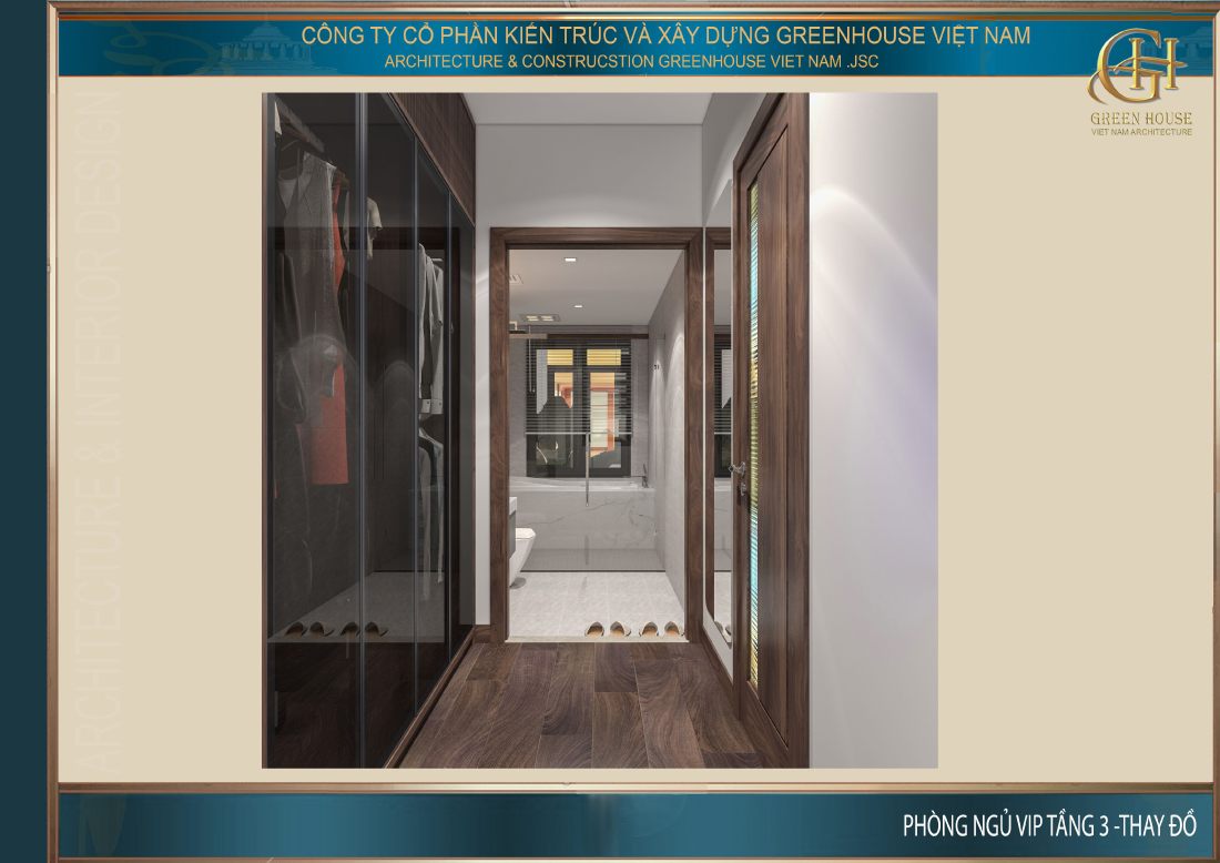 Không gian phòng thay đồ bên ngoài phòng tắm