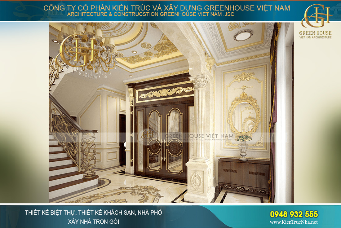 thi công thực tế biệt thự tân cổ điển 3 tầng tại Bắc Giang