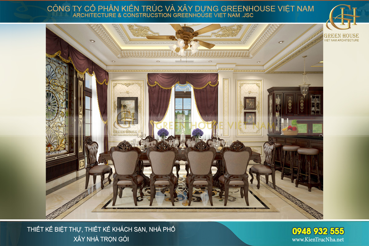 thi công thực tế biệt thự tân cổ điển 3 tầng tại Bắc Giang