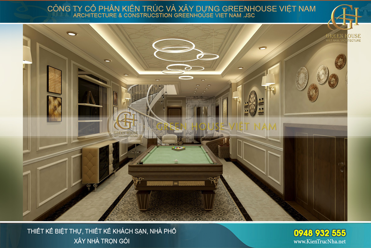 thiết kế biệt thự tân cổ điển 3 tầng tại Vinhomes Hà Nội