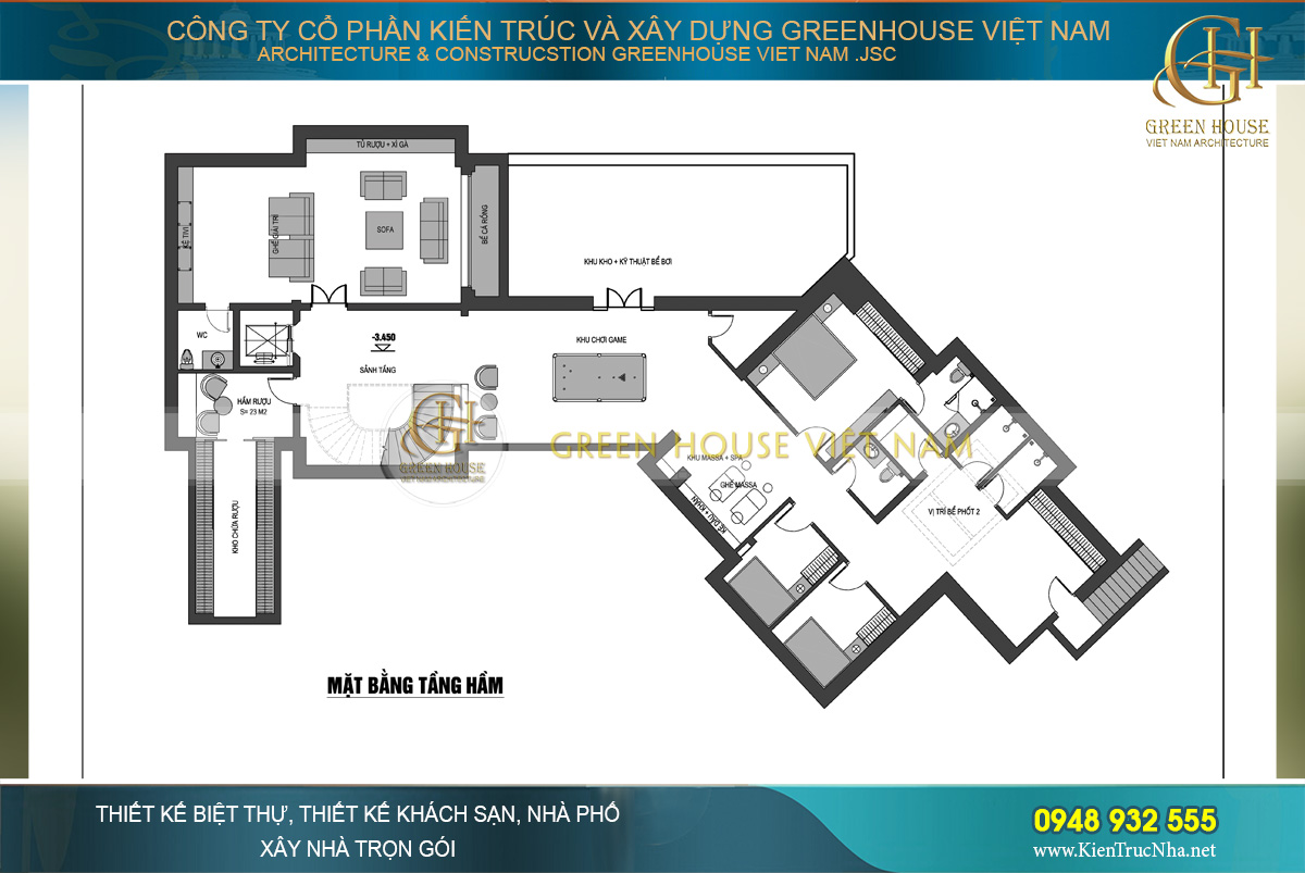 thiết kế biệt thự tân cổ điển 3 tầng tại Vinhomes Hà Nội