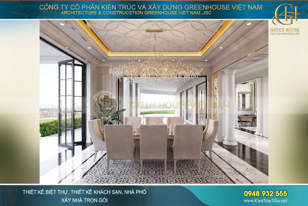 thiết kế biệt thự tân cổ điển 3 tầng tại Vinhomes Hà Nội