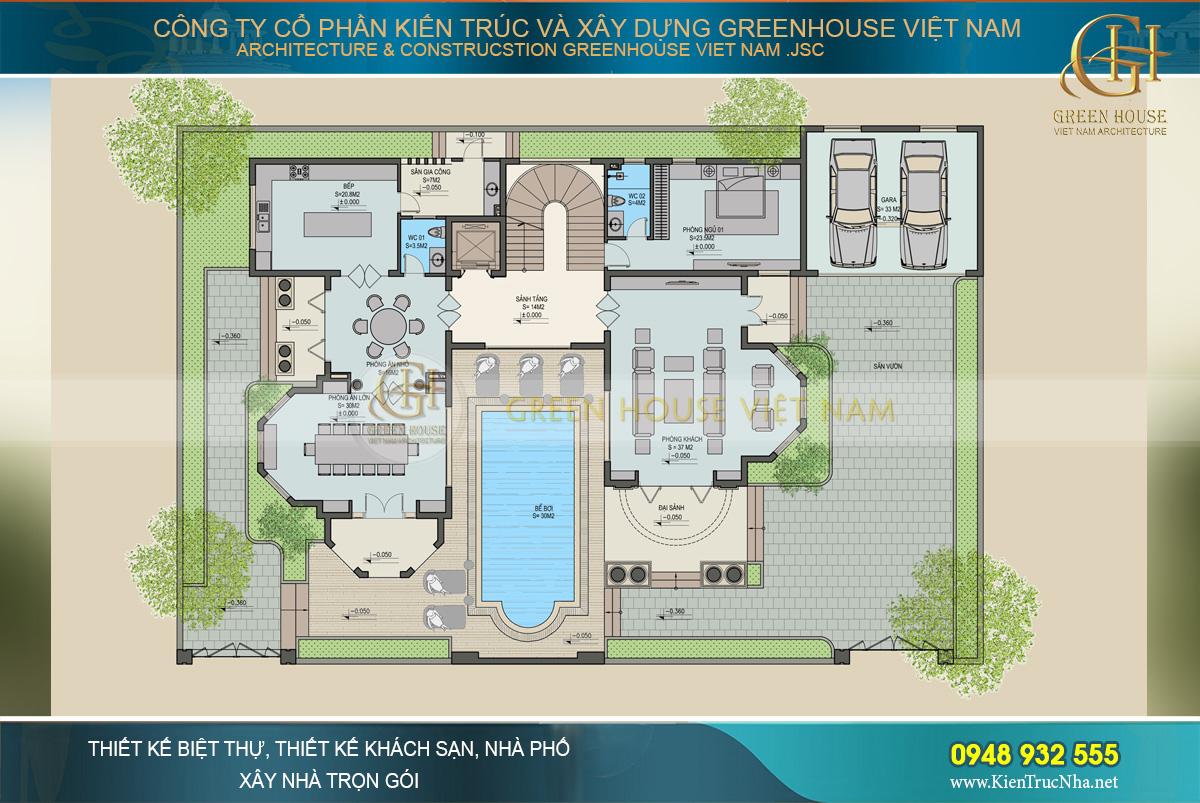 thiết kế biệt thự tân cổ điển 3 tầng tại Quảng Ninh