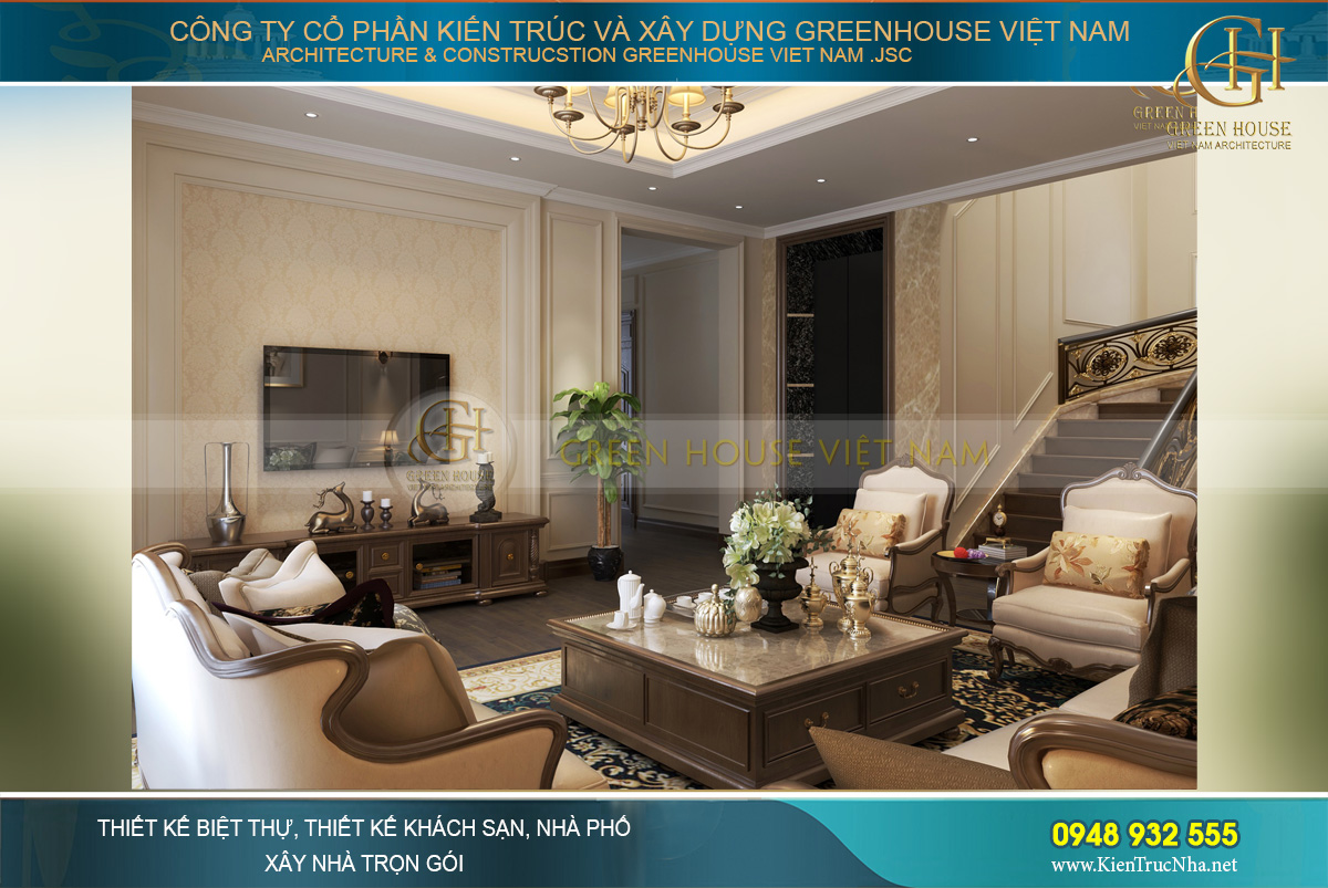 thiết kế biệt thự tân cổ điển 3 tầng tại Quảng Ninh