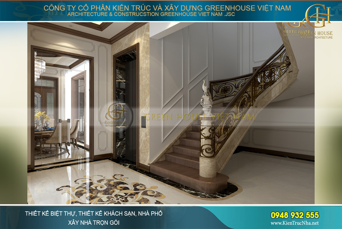 thiết kế biệt thự tân cổ điển 3 tầng tại Quảng Ninh