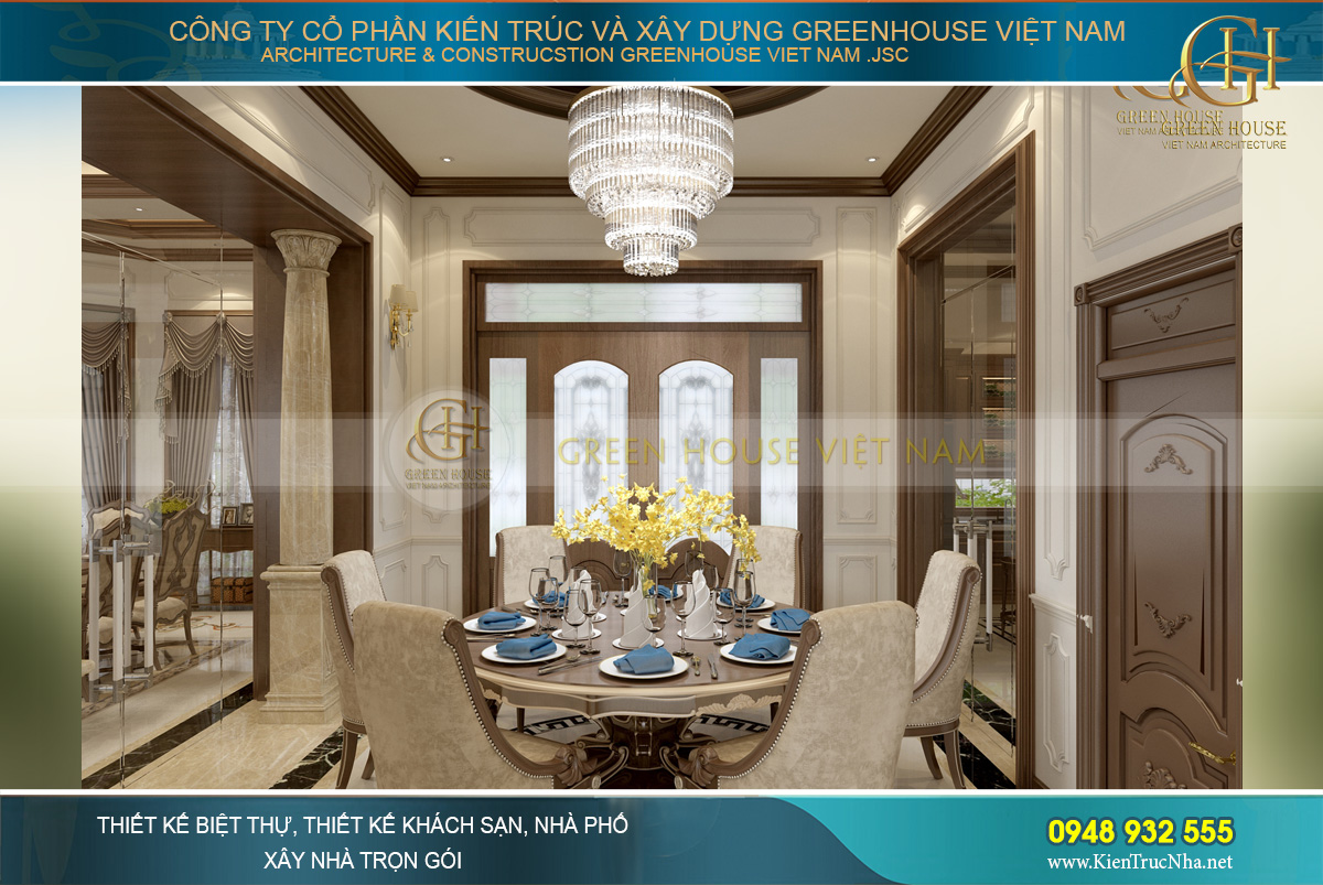 thiết kế biệt thự tân cổ điển 3 tầng tại Quảng Ninh