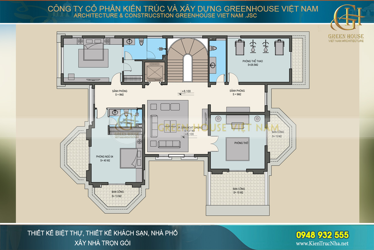 thiết kế biệt thự tân cổ điển 3 tầng tại Quảng Ninh