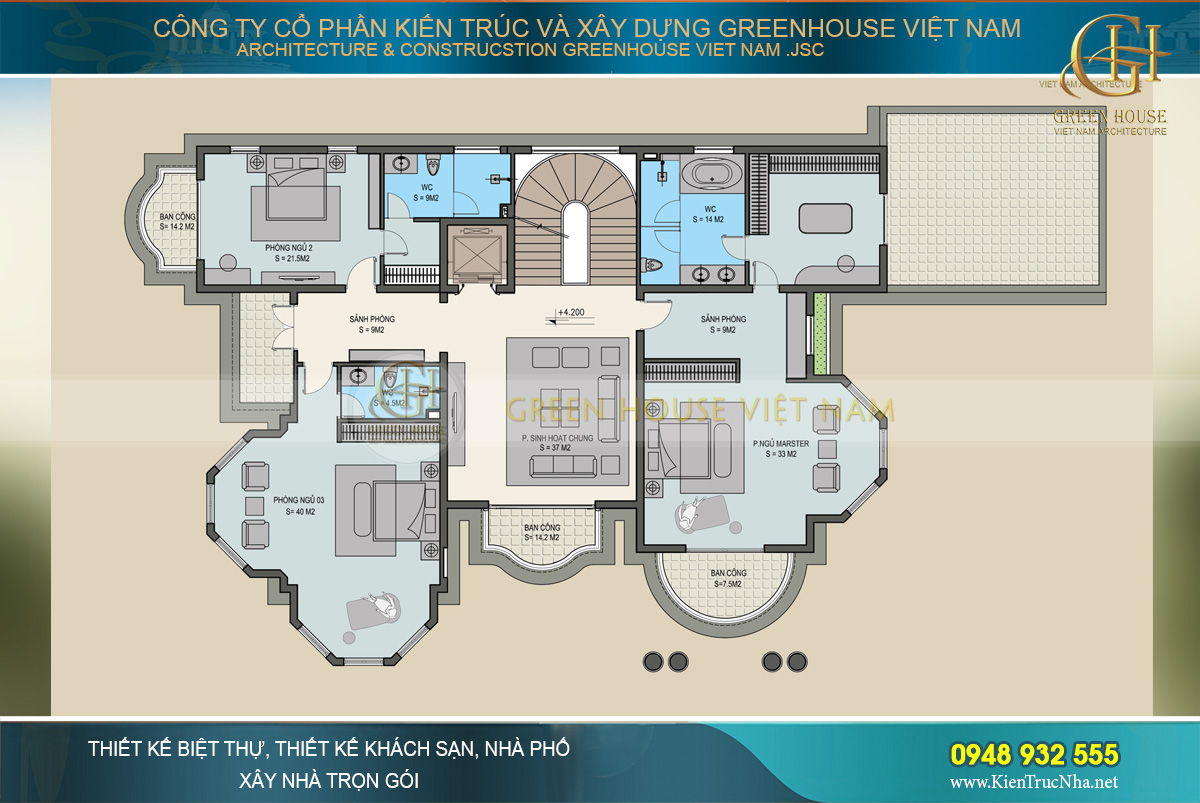 thiết kế biệt thự tân cổ điển 3 tầng tại Quảng Ninh