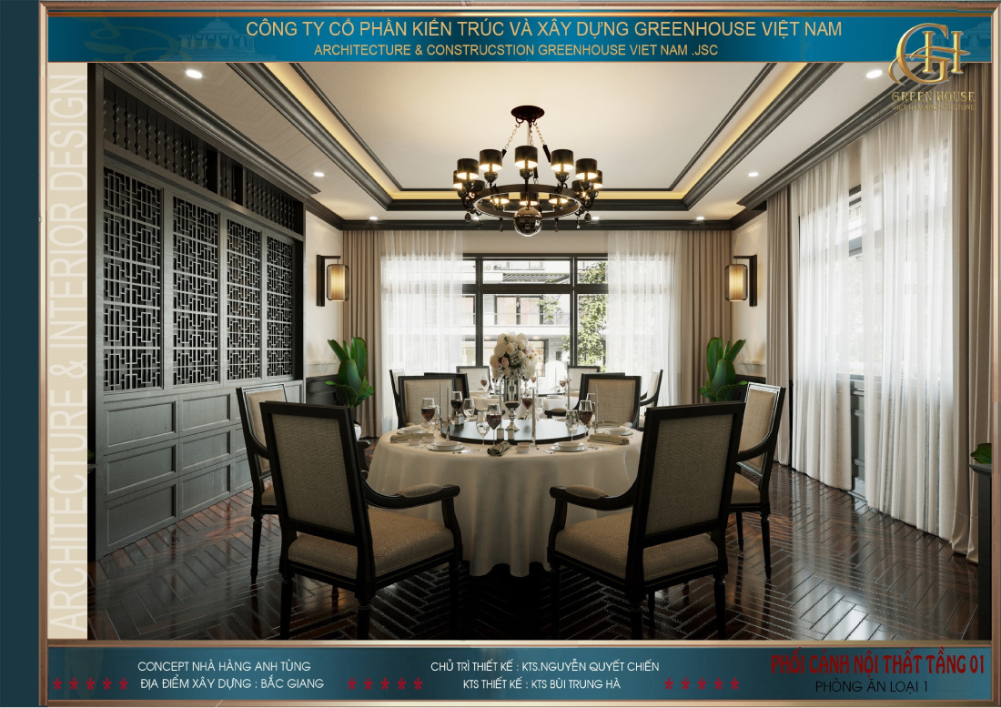 Toàn cảnh không gian phòng ăn nhà hàng ẩm thực