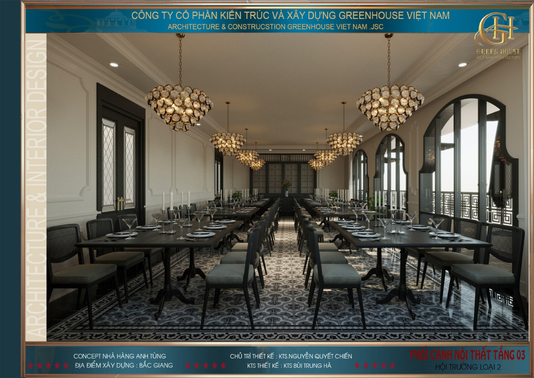 Thiết kế phòng ăn hội trường loại 2 của nhà hàng ẩm thực