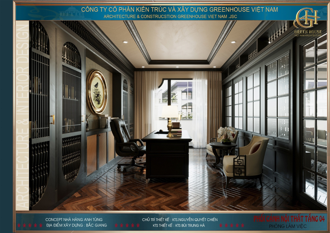 Thiết kế phòng làm việc được bố trí khoa học, tiện nghi