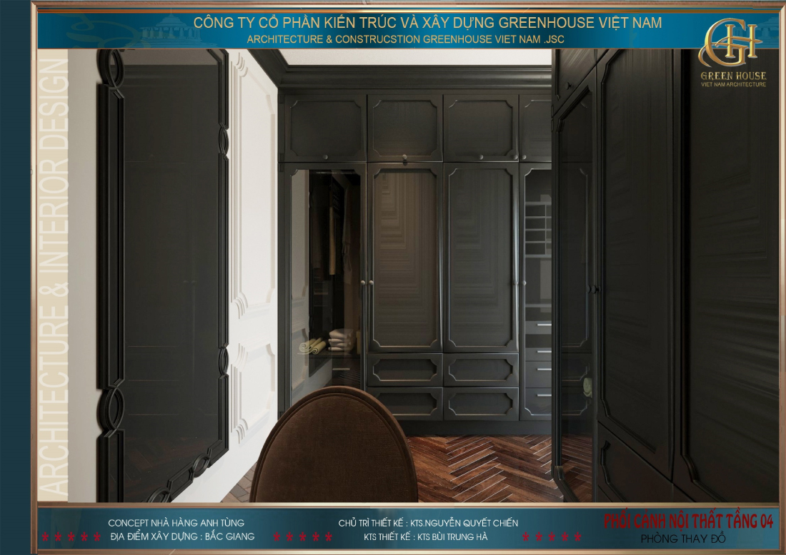 Thiết kế phòng thay đồ của phòng ngủ chính nhà anh Tùng