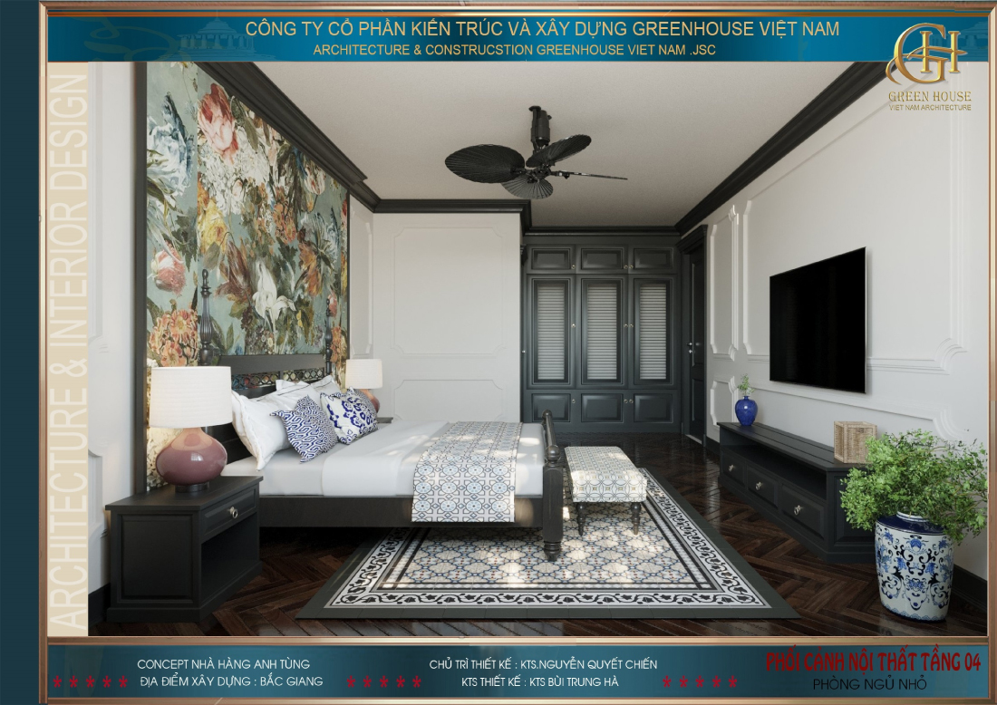 Toàn cảnh phòng ngủ số 2 của dự án thiết kế nhà hàng kết hợp nhà ở