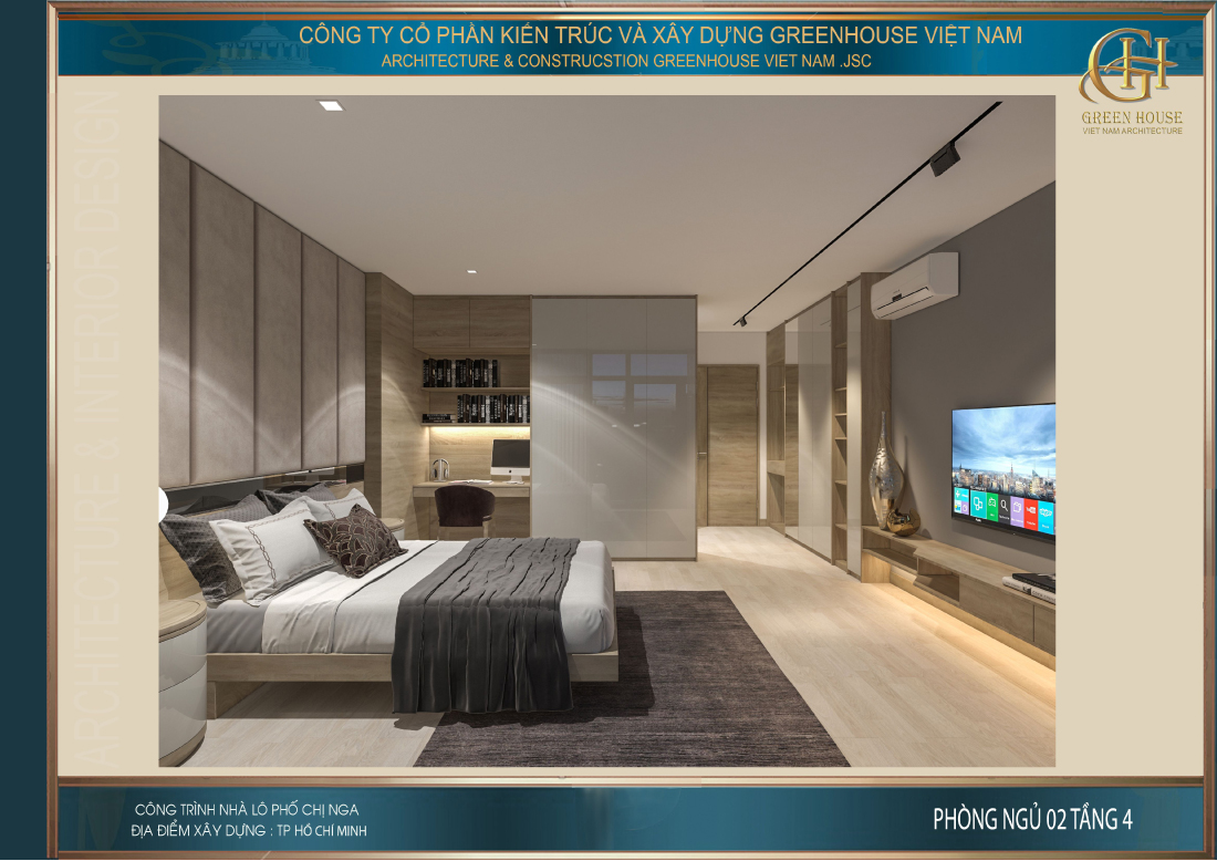 Phòng ngủ số 2 với phong cách phối màu lịch lãm và nam tính hơn