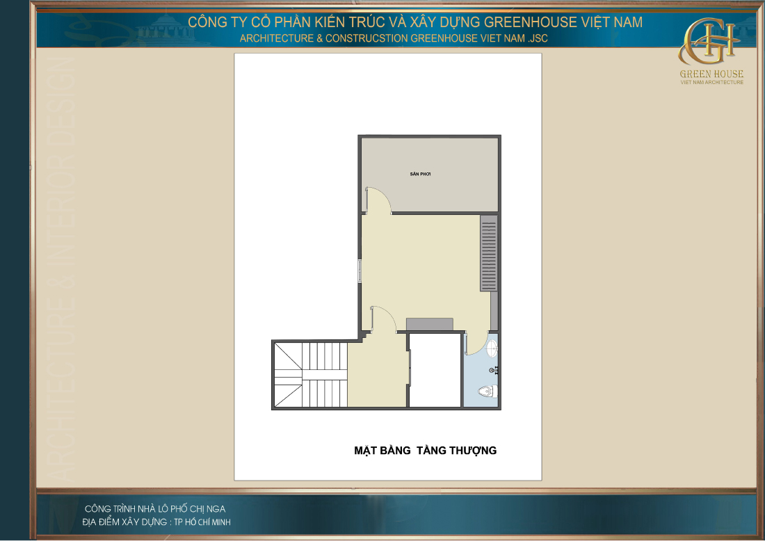 Phối cảnh công năng sử dụng tầng 5 của nhà phố hiện đại 5 tầng tại TP. Hồ Chí Minh