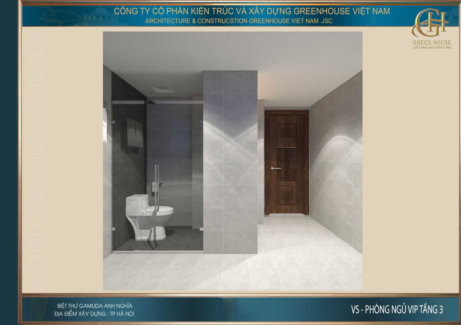 Thiết kế không gian phòng vệ sinh cho phòng ngủ VIP tầng 3
