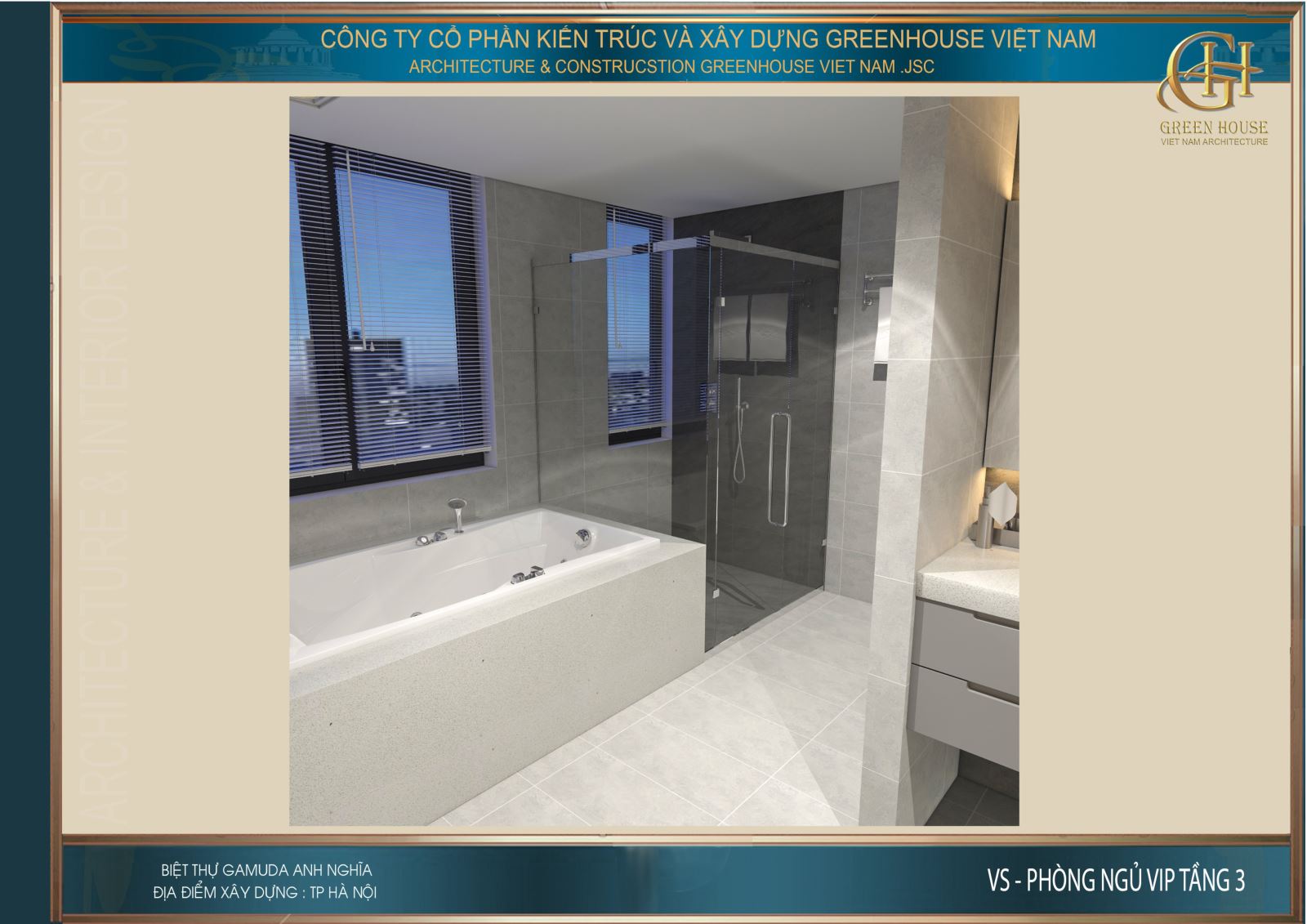 Thiết kế không gian phòng vệ sinh cho phòng ngủ VIP tầng 3
