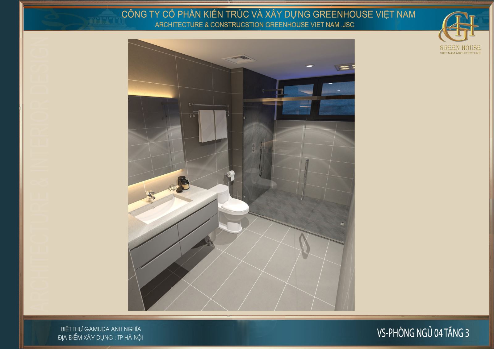 Thiết kế phòng vệ sinh của phòng ngủ tại tầng 3