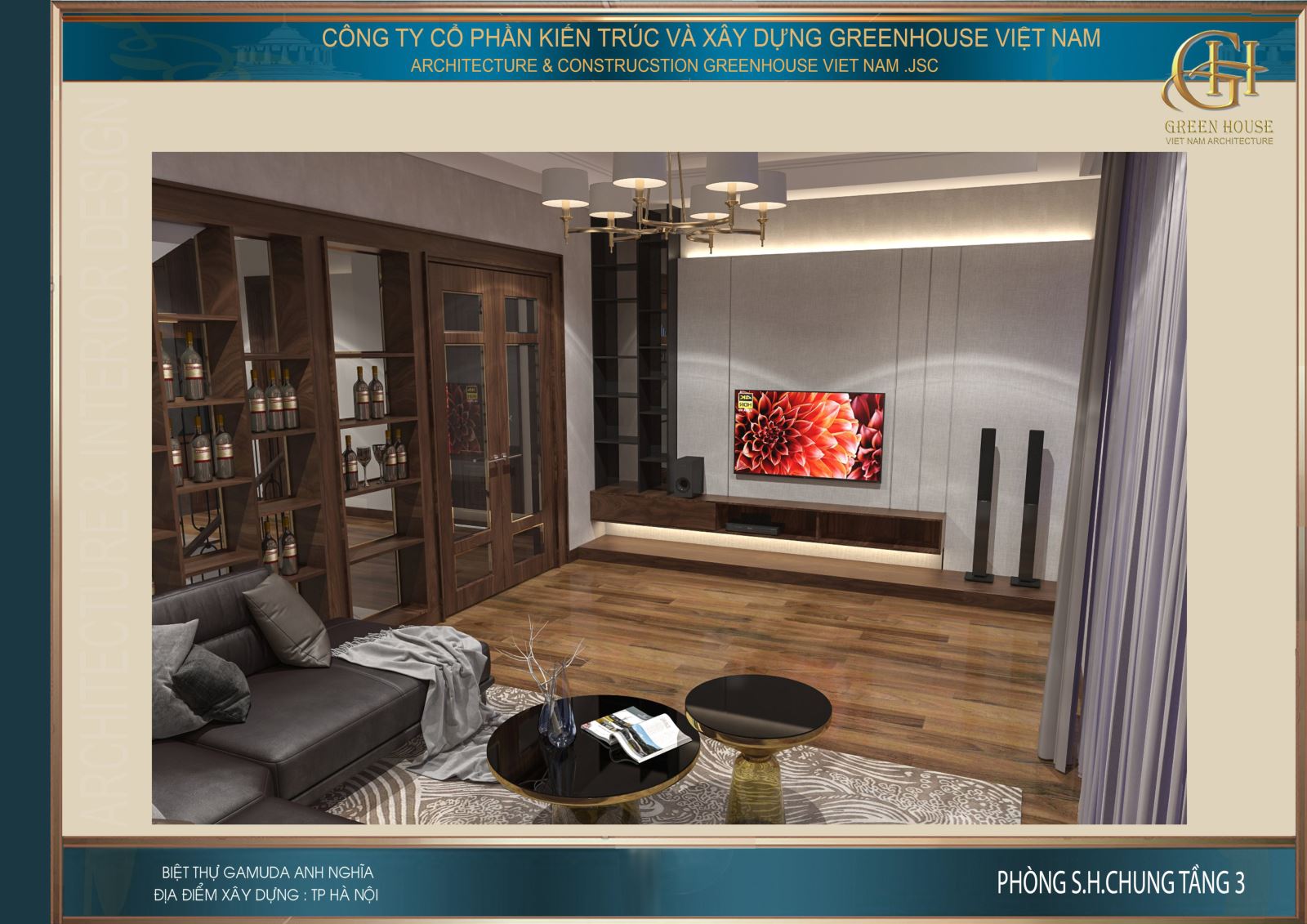 Phòng sinh hoạt thiết kế đầy đủ tiện nghi