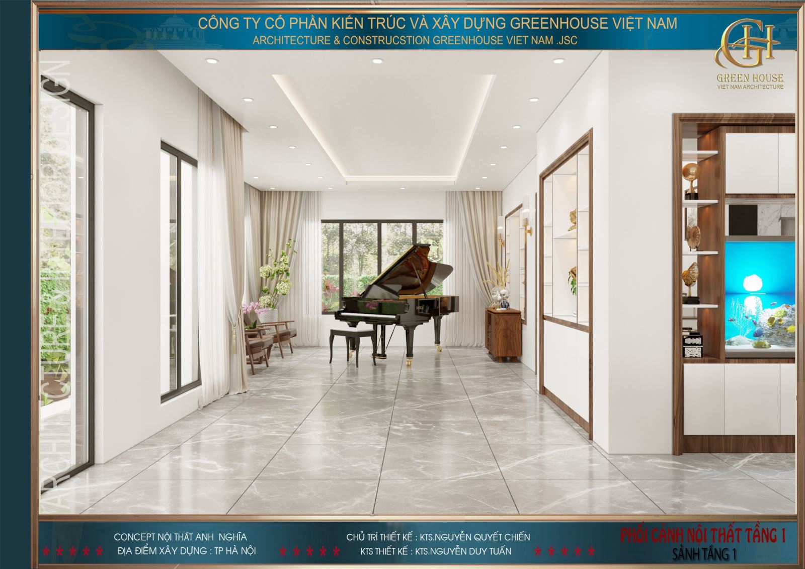 Lối cửa chính dẫn tới đại sảnh đẹp hiện đại của biệt thự 3 tầng