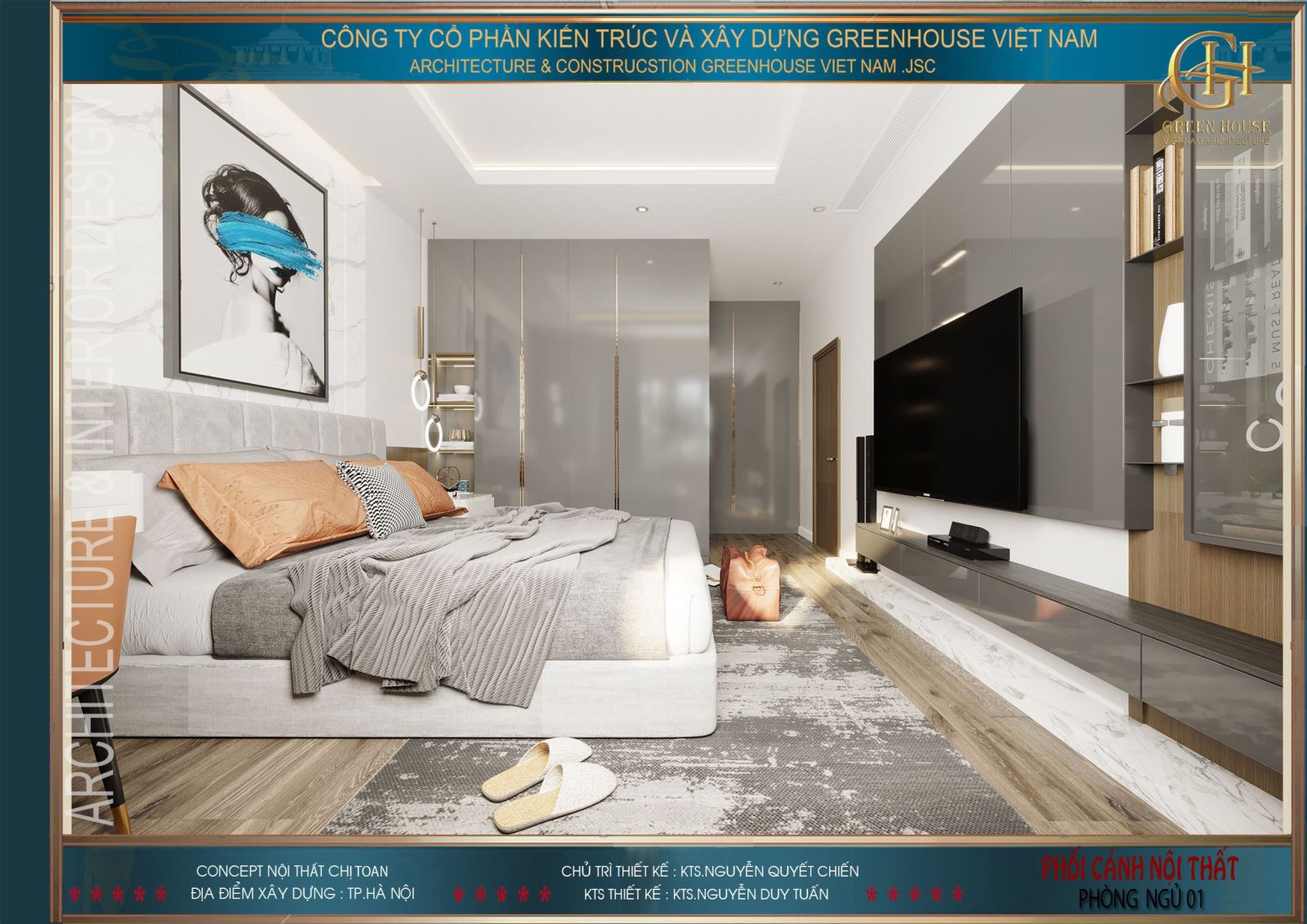 Toàn cảnh nội thất của phòng ngủ chính